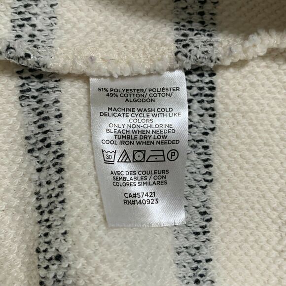 Loft Pullover Sweater Small Womens Ivory Black Striped Cowl neck Texture - Picture 11 of 11